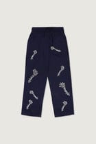 "Floral bunch hand embroidered lounge pants view 1
