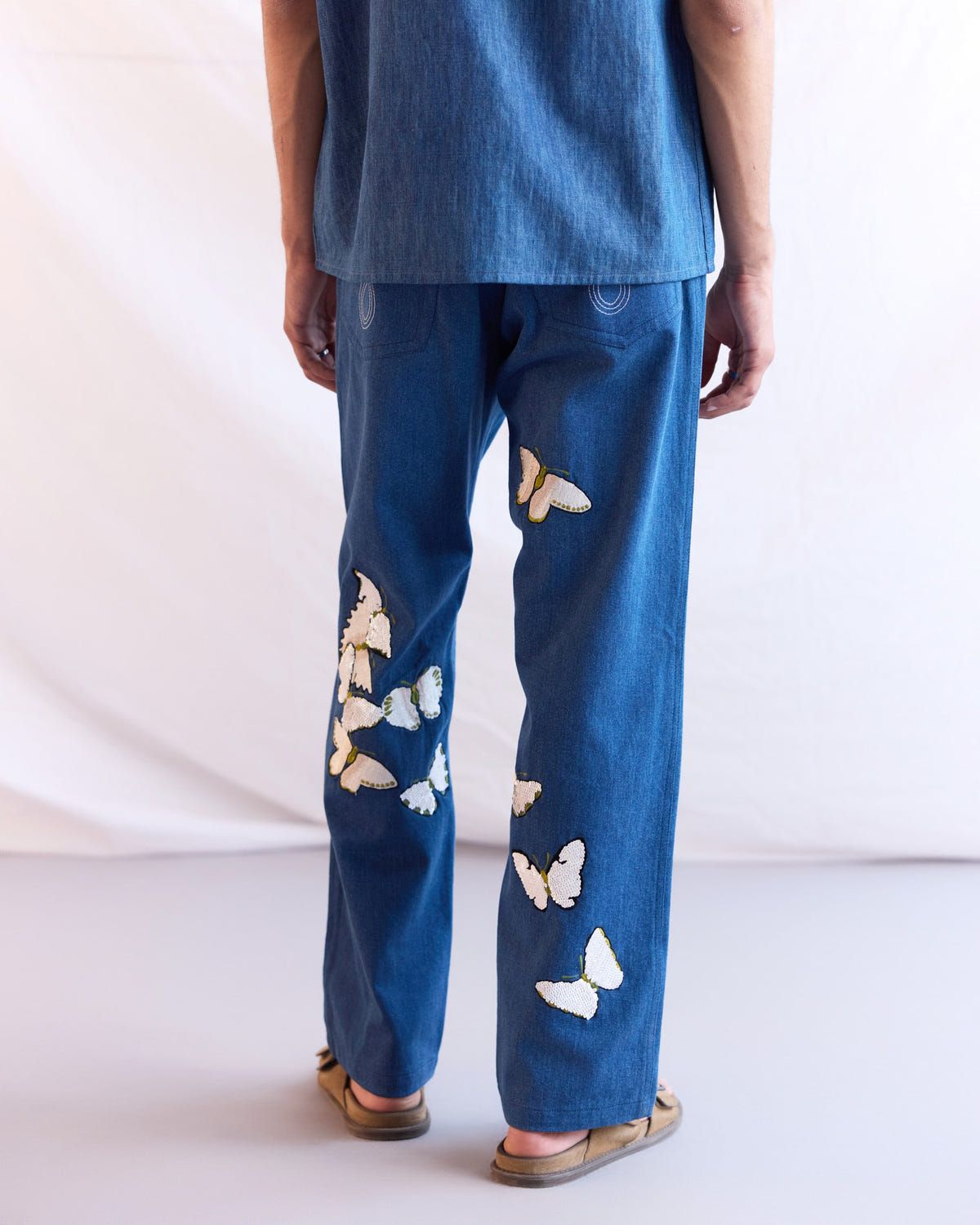 Hand embroidered butterflies straight fit jeans - image 3