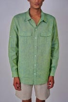 Psychedelic Green Linen shirt view 1