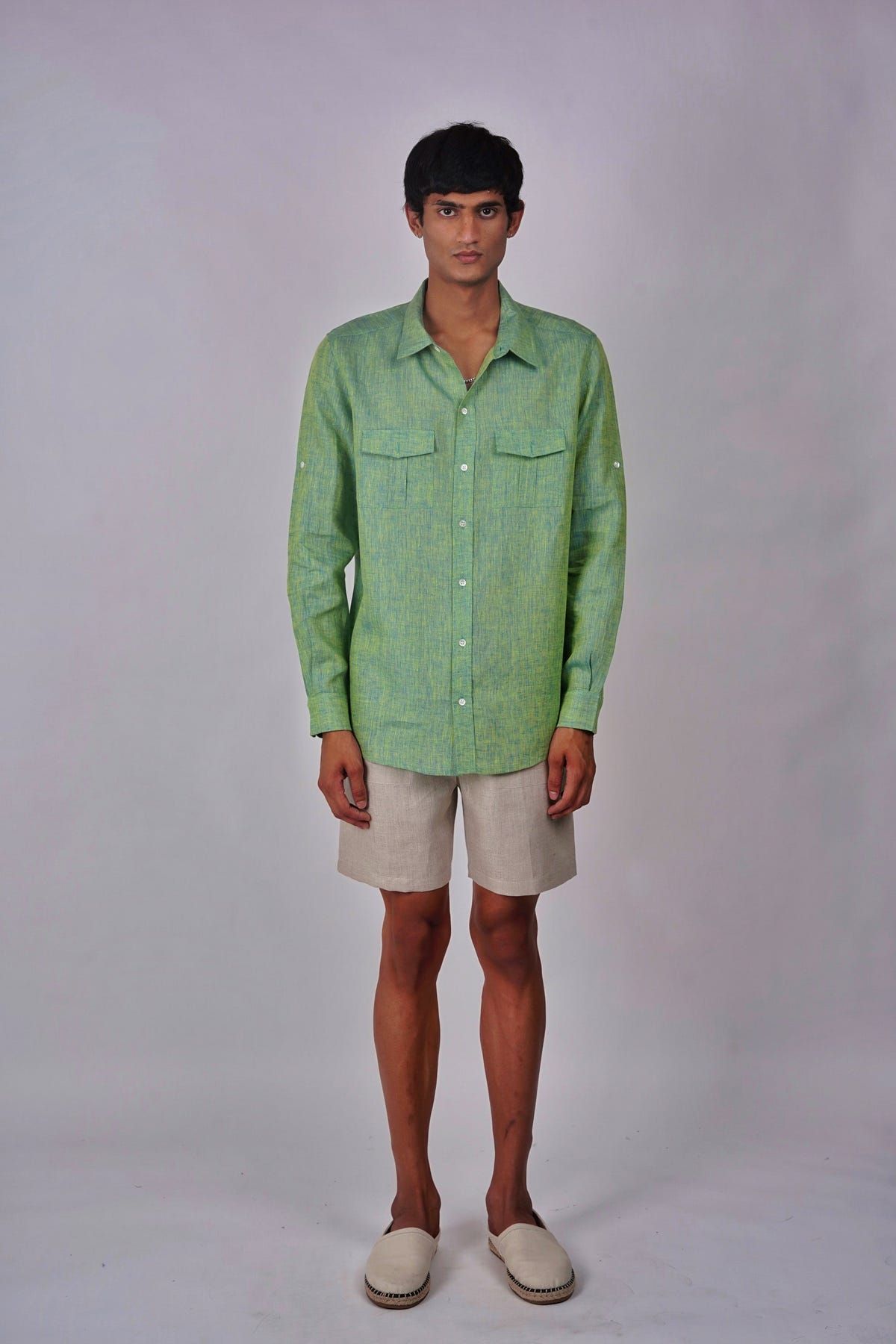 Psychedelic Green Linen shirt - image 2