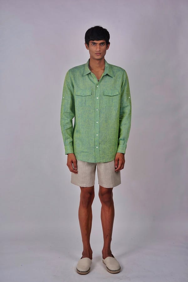 Perte D'ego — Psychedelic Green Linen shirt