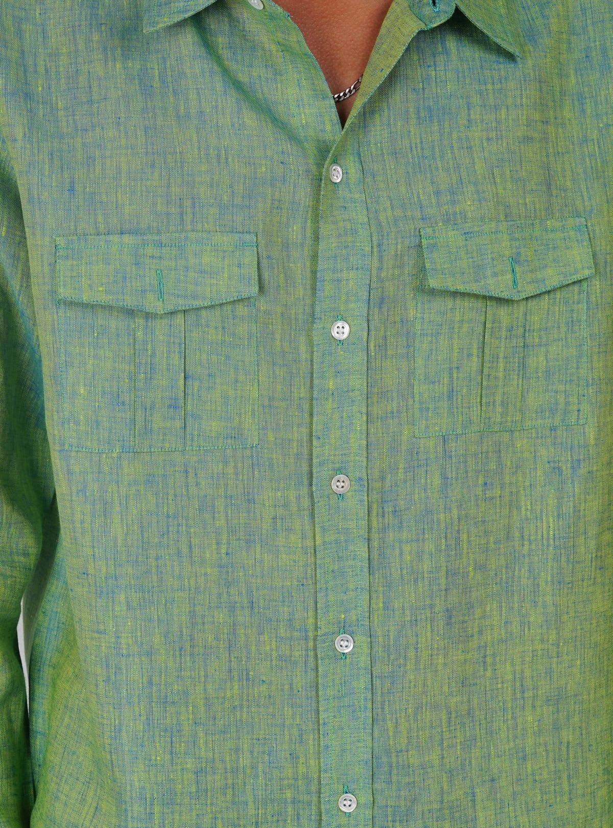 Psychedelic Green Linen shirt - image 3