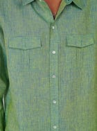 Psychedelic Green Linen shirt view 3