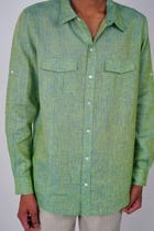 Psychedelic Green Linen shirt view 4