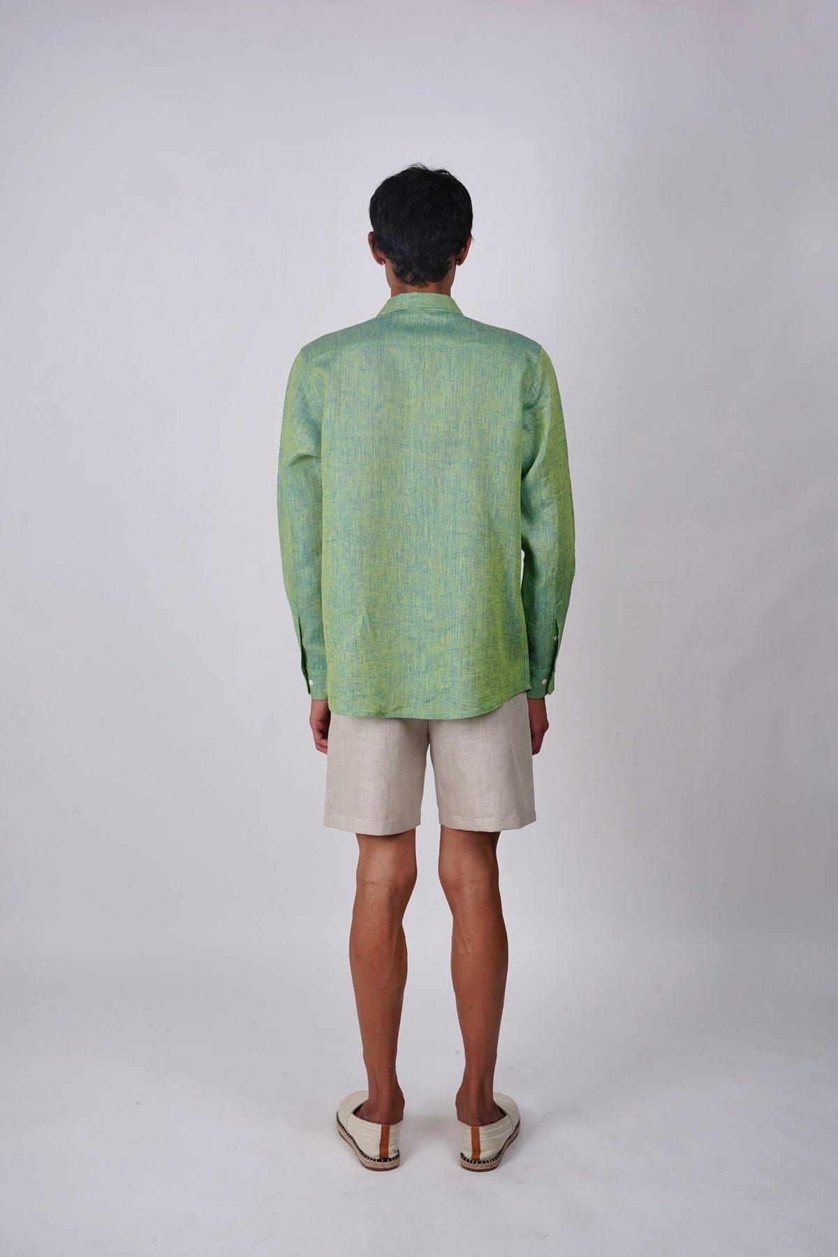 Psychedelic Green Linen shirt - image 5