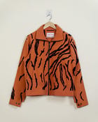 Tiger stripes embroidered zip up jacket view 1