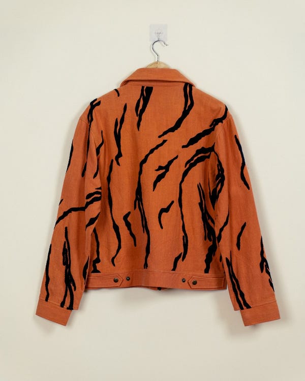 Perte D'ego — Tiger stripes embroidered zip up jacket