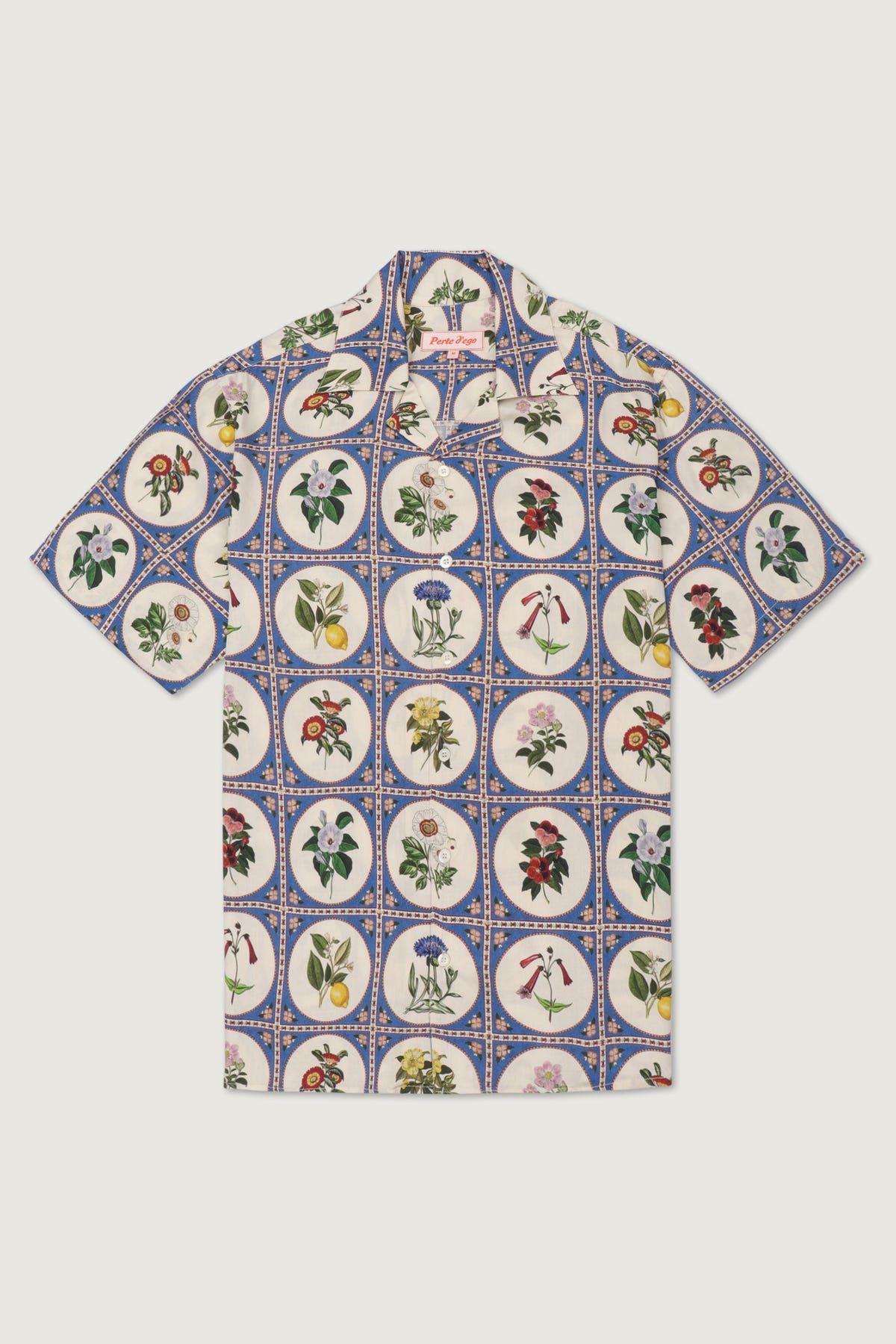 Botanical illustrations half sleeves shirt- Blue - image 1