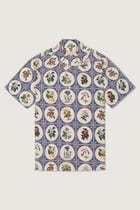 Botanical illustrations half sleeves shirt- Blue view 1