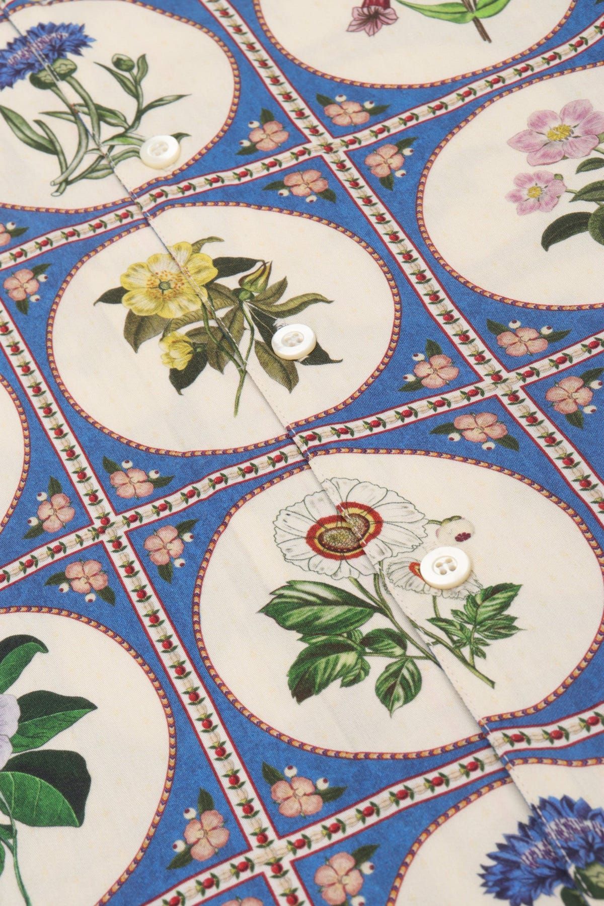 Botanical illustrations half sleeves shirt- Blue - image 2