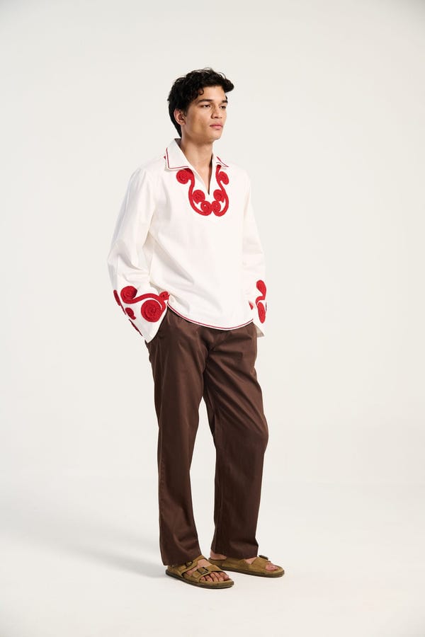 Perte D'ego — “Lover” embroidered resort shirt