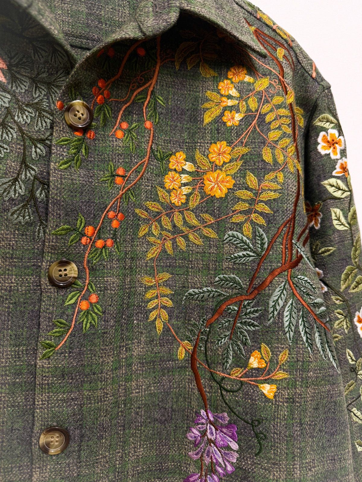 Floral embroidered wool overshirt - image 2