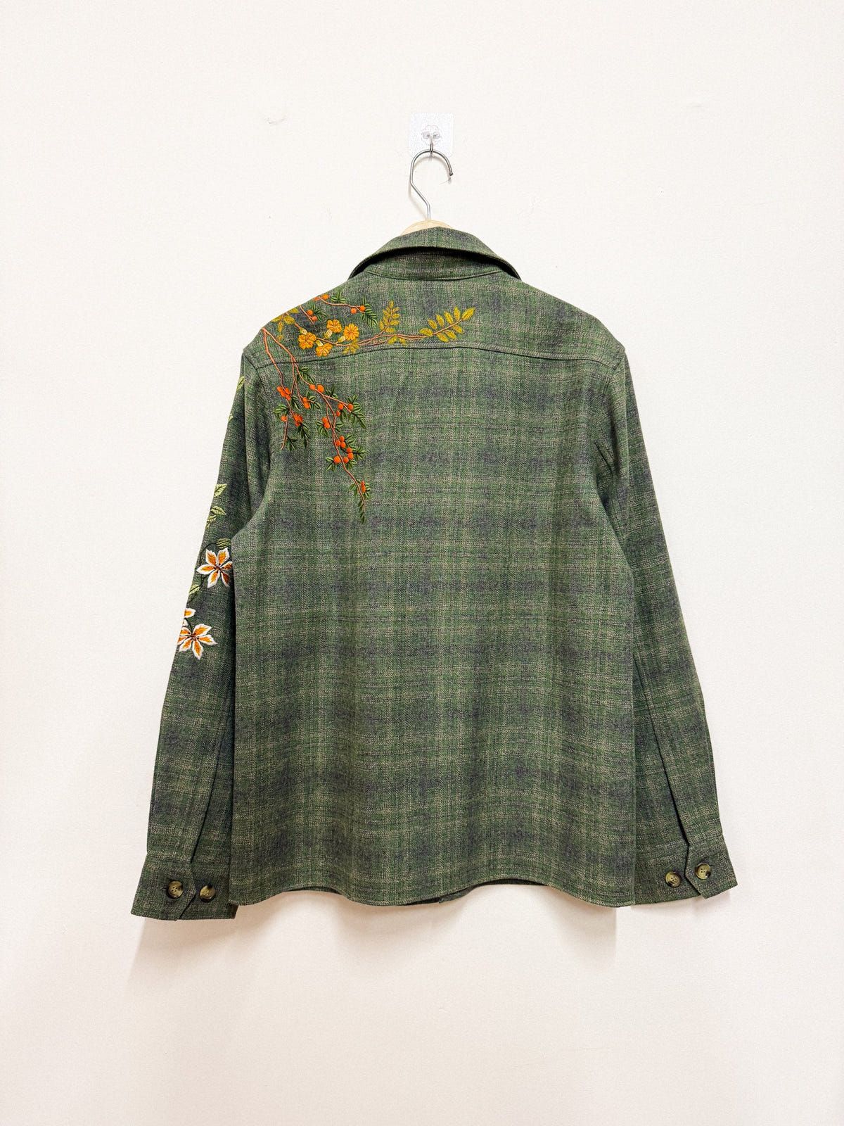 Floral embroidered wool overshirt - image 5