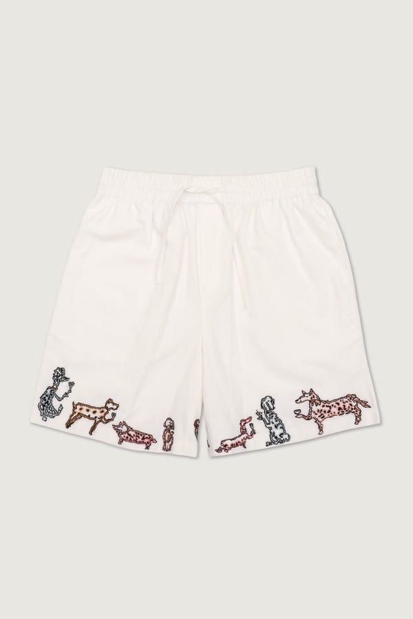 Perte D'ego — "Party on the Hem" hand embroidered shorts