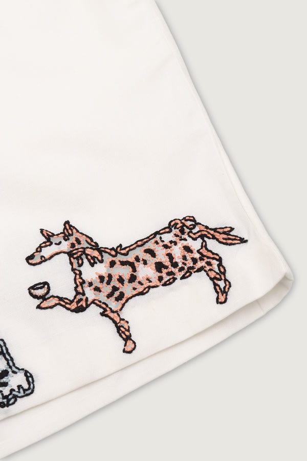 Perte D'ego — "Party on the Hem" hand embroidered shorts