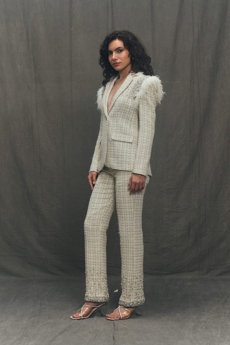 Vivianne hand embroidered tweed pants