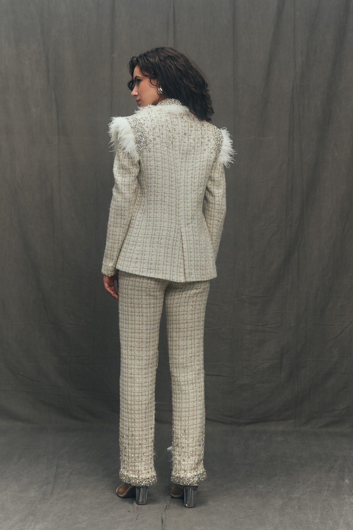 Vivianne hand embroidered tweed pants - image 2