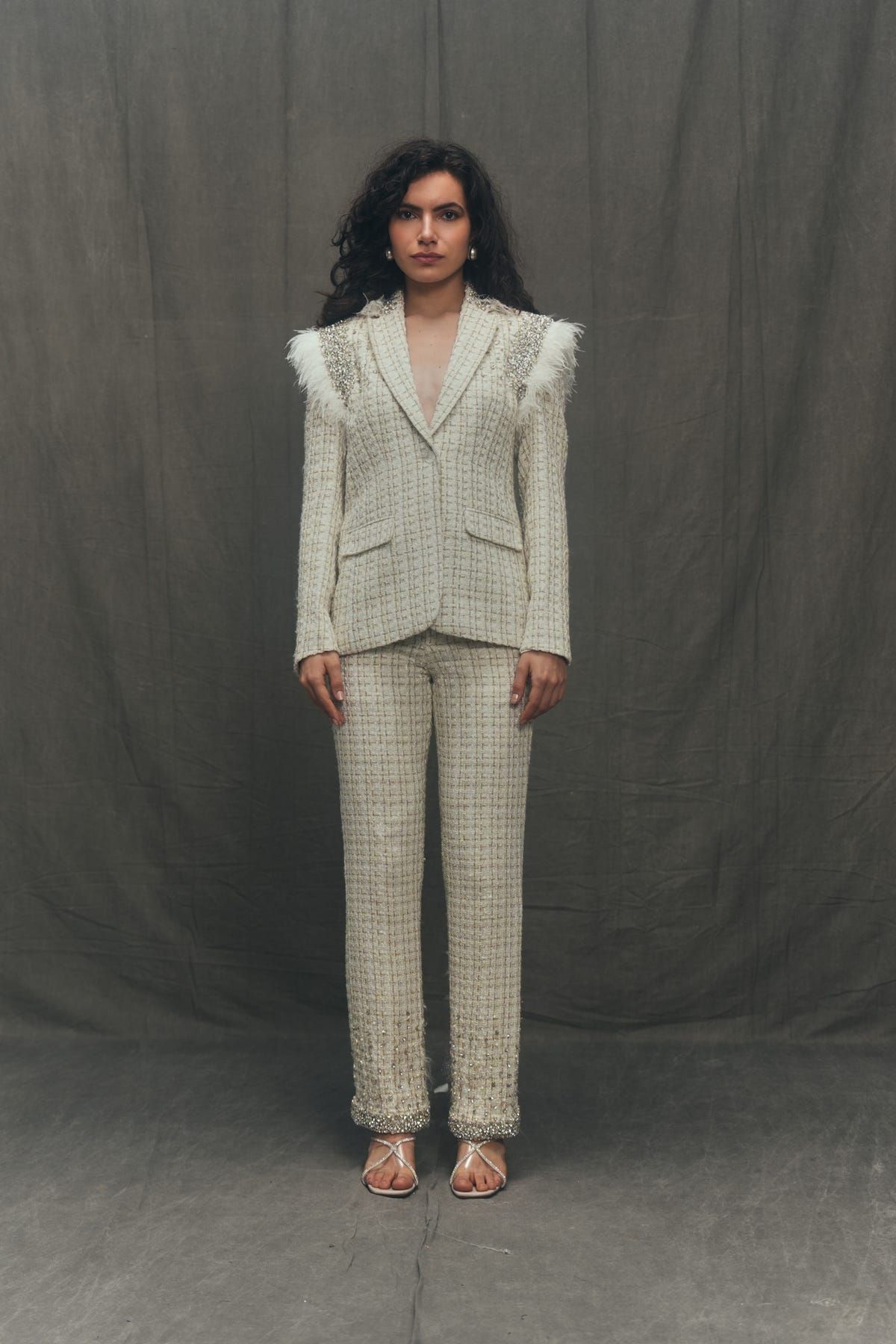 Vivianne hand embroidered tweed pants - image 3
