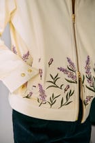 Lavender embroidered zip up jacket view 3
