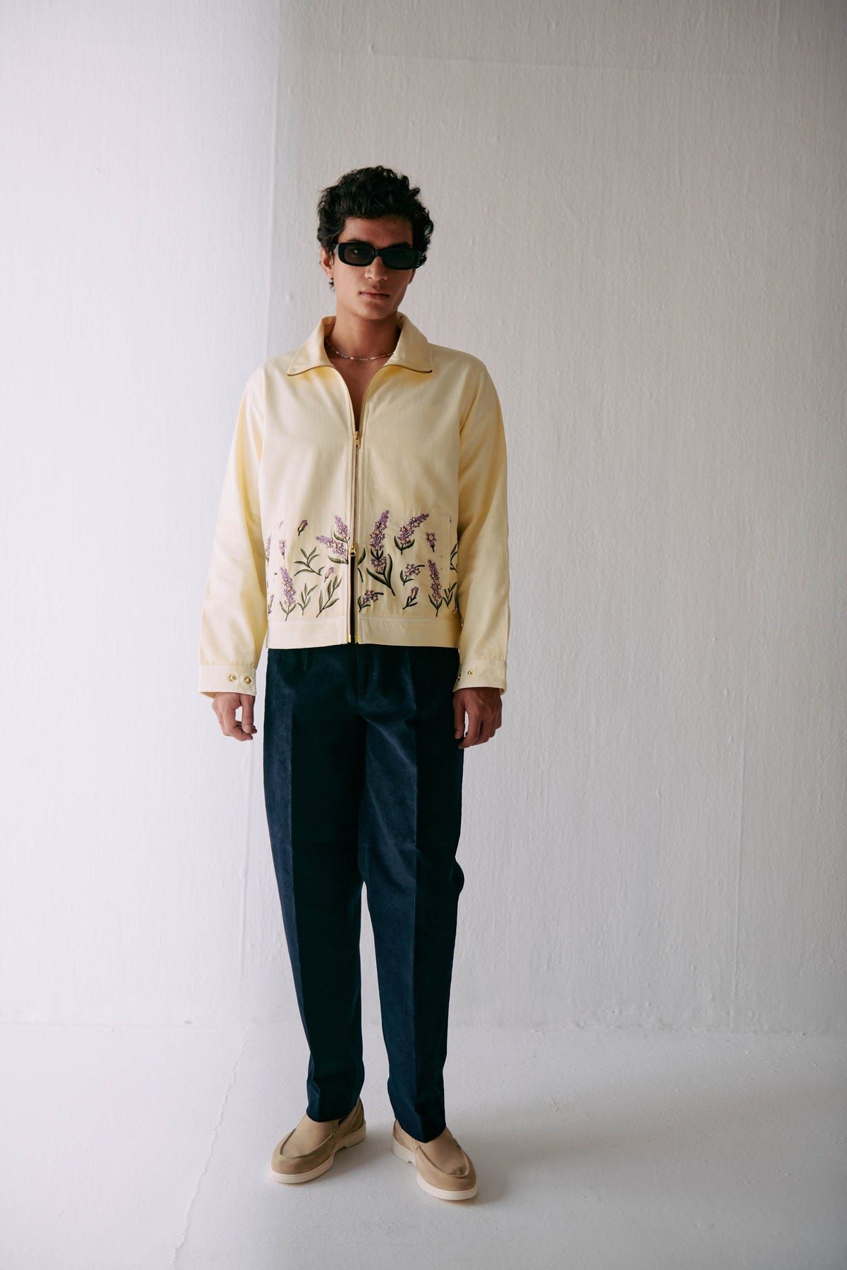 Lavender embroidered zip up jacket - image 4