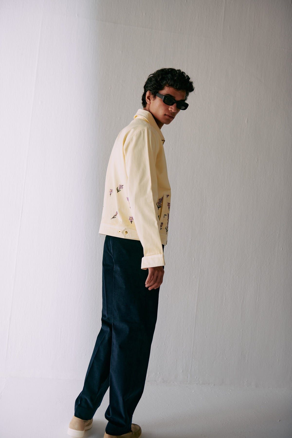 Lavender embroidered zip up jacket - image 5