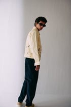 Lavender embroidered zip up jacket view 5