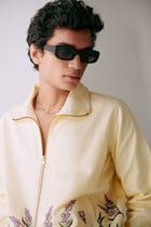 Lavender embroidered zip up jacket view 9