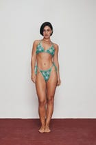 "Enchanted Garden" Hand embroidered Bikini Bottom view 1