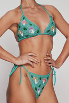 "Enchanted Garden" Hand embroidered Bikini Bottom view 3