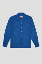 Floral lace full sleeve shirt- "Deep sea blue" view 1