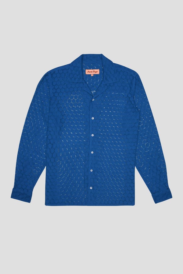 Perte D'ego — Floral lace full sleeve shirt- "Deep sea blue"