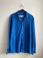 Floral lace full sleeve shirt- "Deep sea blue" view 2