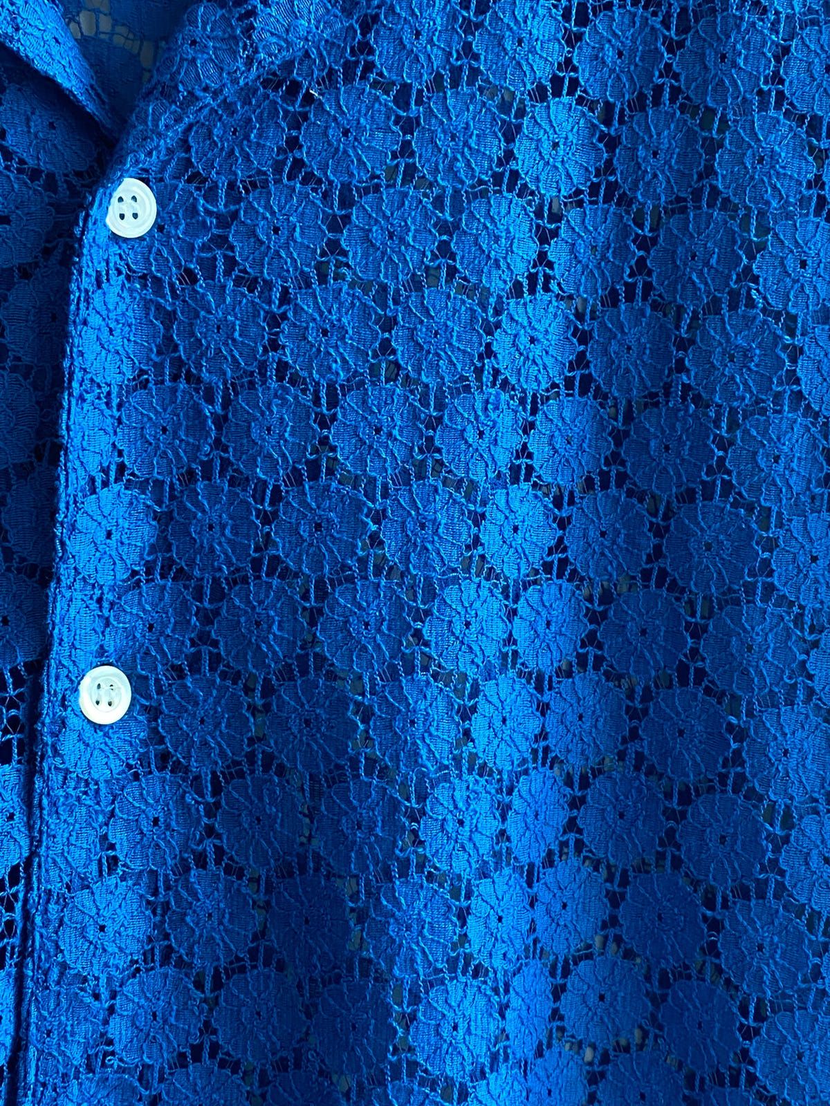 Floral lace full sleeve shirt- "Deep sea blue" - image 3