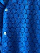 Floral lace full sleeve shirt- "Deep sea blue" view 3