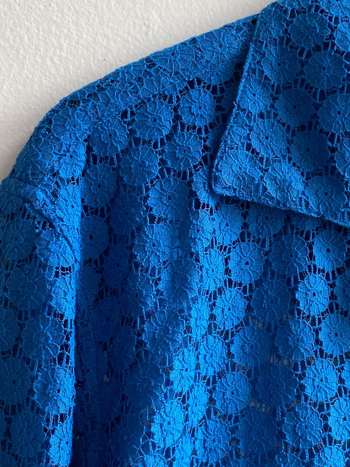 Floral lace full sleeve shirt- "Deep sea blue" - image 5