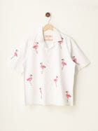 “Le Flamingo” hand embroidered shirt view 1