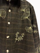 Wild flowers hand embroidered wool overshirt view 2