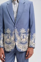 "Azure Bloom" Hand Embroidered Blazer view 3