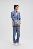 "Azure Bloom" Hand Embroidered Blazer view 4
