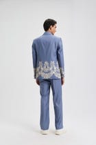 "Azure Bloom" Hand Embroidered Blazer view 5