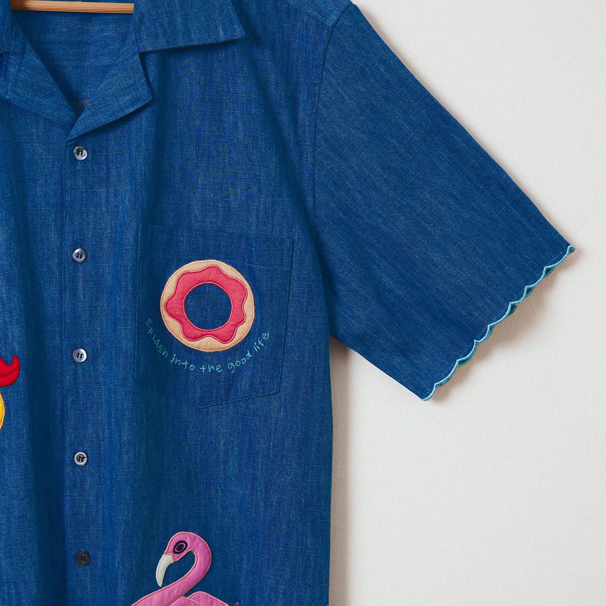 "Le Pool" hand embroidered shirt - image 3