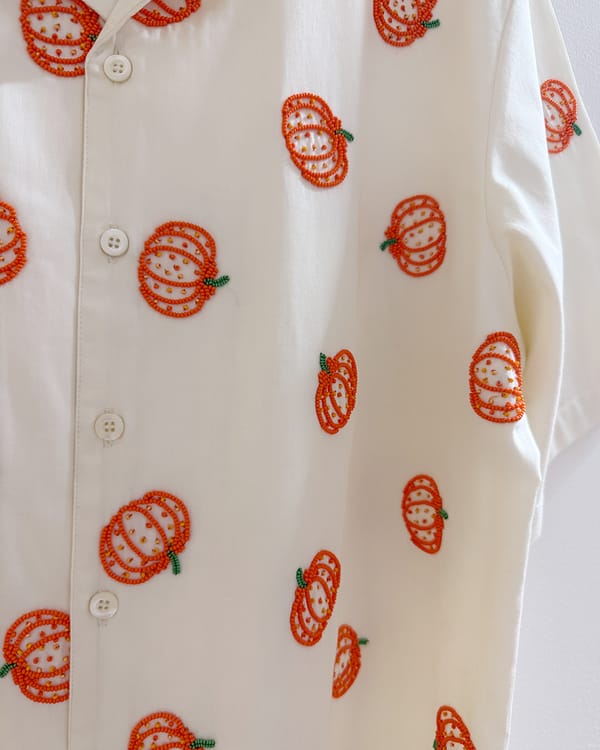 Perte D'ego — "Le pumpkin" beadwork shirt