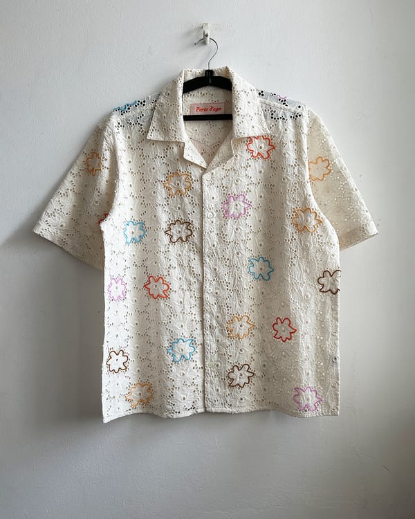 Perte D'ego — Floral beadwork hand embroidered Lace Shirt