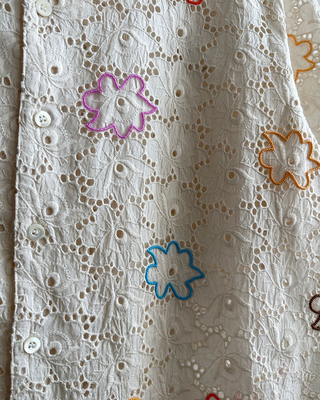 Floral beadwork hand embroidered Lace Shirt - image 2