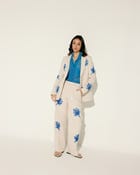 Blue floral bunch hand embroidered blazer view 4