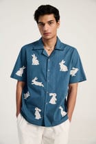 "Beadwork bunny" hand embroidered shirt view 2