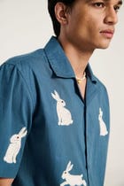 "Beadwork bunny" hand embroidered shirt view 4