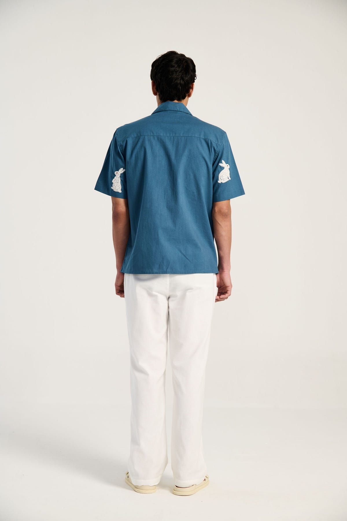 "Beadwork bunny" hand embroidered shirt - image 5