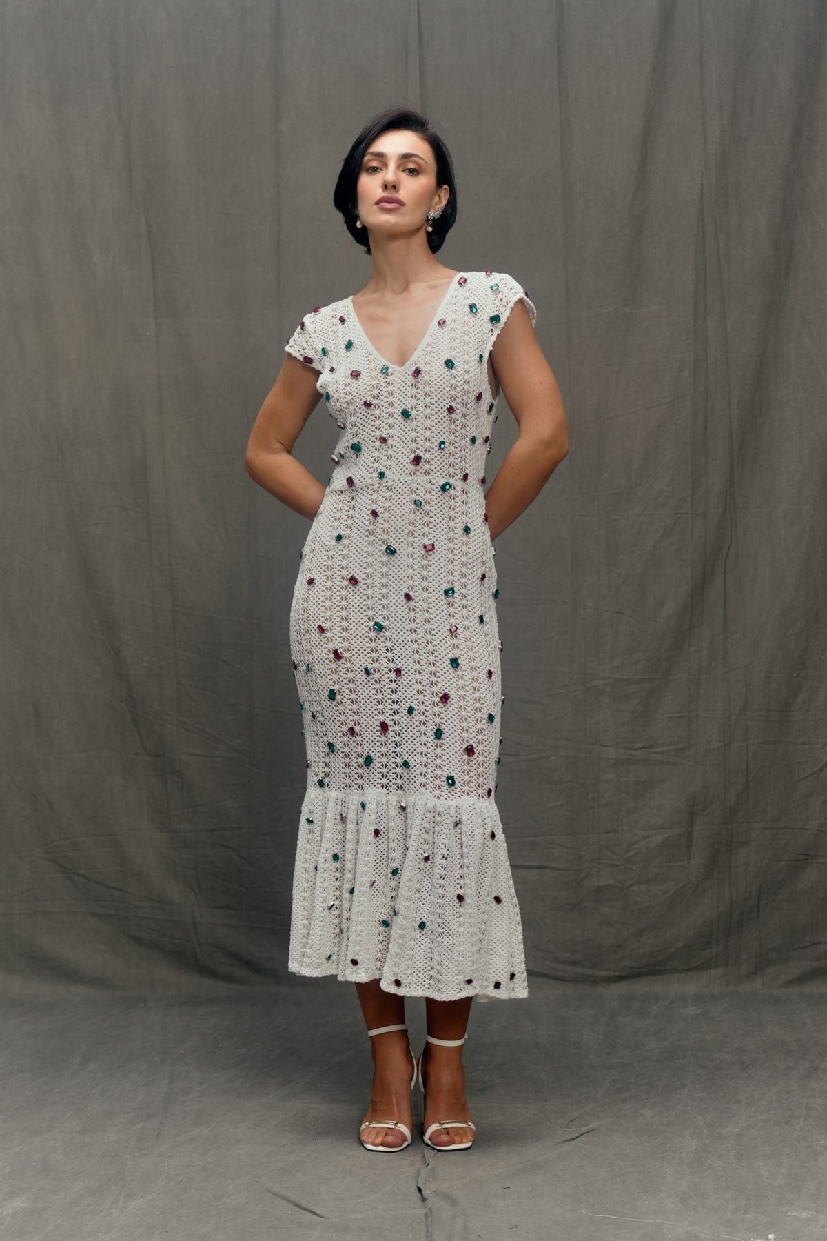 Ornella Embellished Knit Dress - image 1