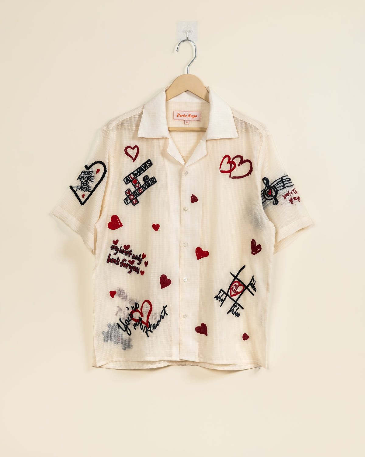 "Mi Amor" Hand embroidered hearts Shirt - image 1